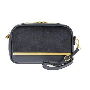 Joy & Iman Luxe Leather & Calf Hair Crossbody Bag Platinum Gray RED with RFID